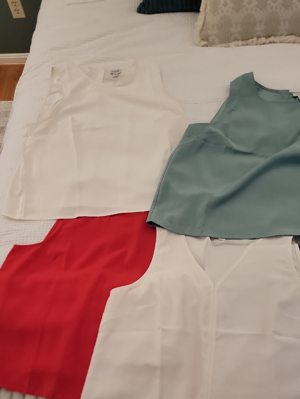 J. Crew Mix of White, Red, and Teal Camisoles - Women Tops